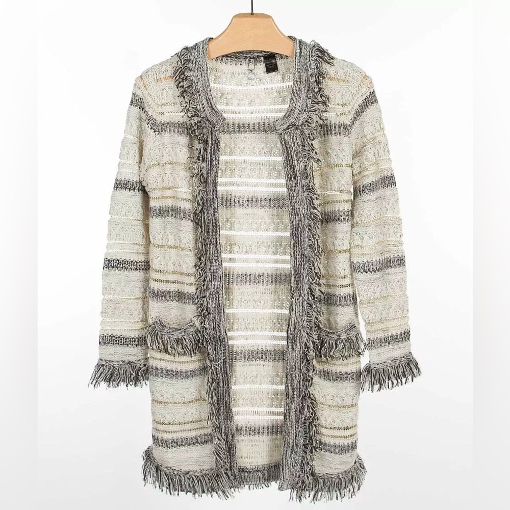 BKE BOUTIQUE Fringe Cardigan Sweater